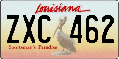 LA license plate ZXC462