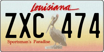 LA license plate ZXC474