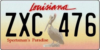 LA license plate ZXC476