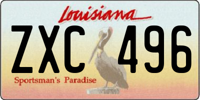 LA license plate ZXC496