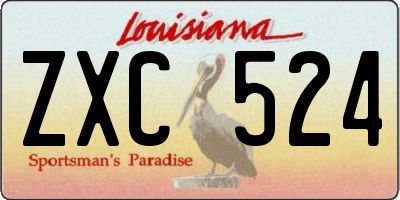 LA license plate ZXC524