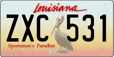 LA license plate ZXC531