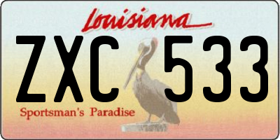 LA license plate ZXC533