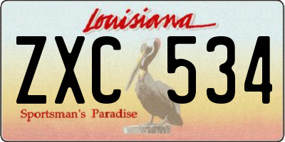 LA license plate ZXC534