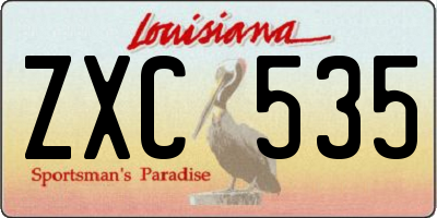 LA license plate ZXC535