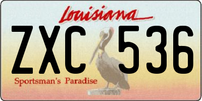 LA license plate ZXC536