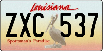 LA license plate ZXC537