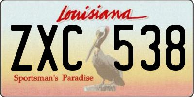 LA license plate ZXC538