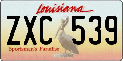 LA license plate ZXC539