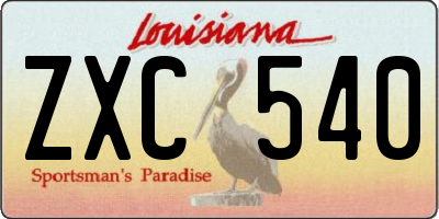 LA license plate ZXC540