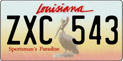 LA license plate ZXC543