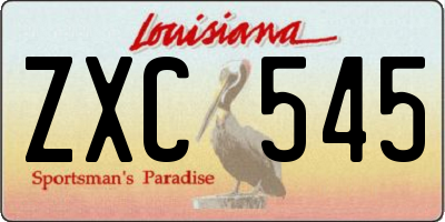 LA license plate ZXC545