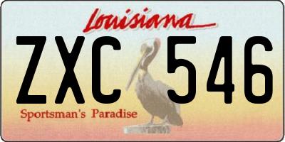 LA license plate ZXC546