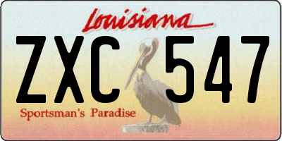 LA license plate ZXC547