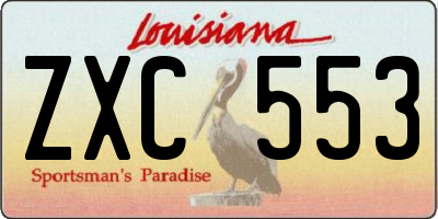 LA license plate ZXC553