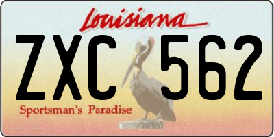 LA license plate ZXC562