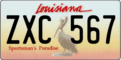 LA license plate ZXC567