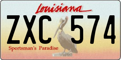 LA license plate ZXC574