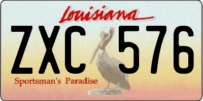 LA license plate ZXC576