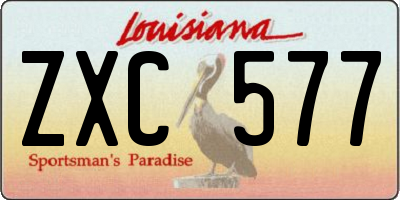 LA license plate ZXC577