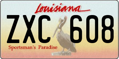 LA license plate ZXC608