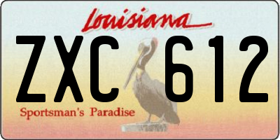 LA license plate ZXC612