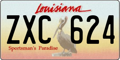 LA license plate ZXC624