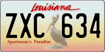 LA license plate ZXC634