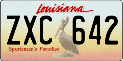 LA license plate ZXC642