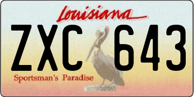 LA license plate ZXC643