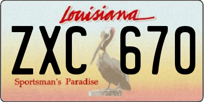 LA license plate ZXC670