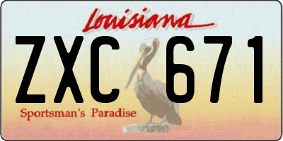 LA license plate ZXC671