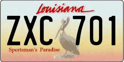 LA license plate ZXC701