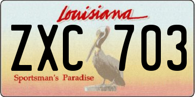 LA license plate ZXC703