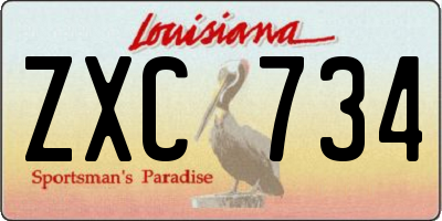 LA license plate ZXC734