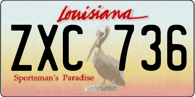 LA license plate ZXC736