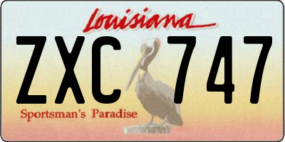 LA license plate ZXC747