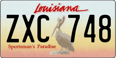 LA license plate ZXC748