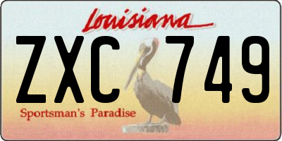 LA license plate ZXC749