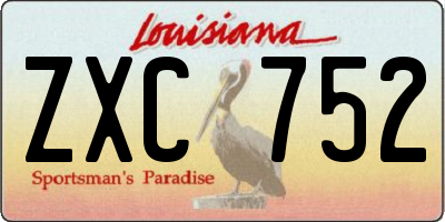 LA license plate ZXC752