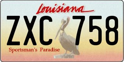 LA license plate ZXC758