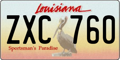 LA license plate ZXC760