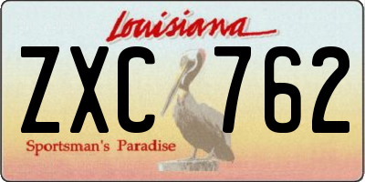 LA license plate ZXC762