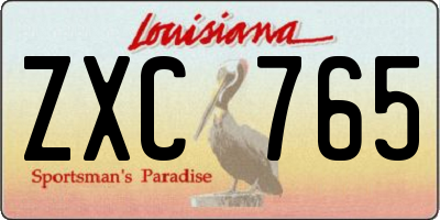 LA license plate ZXC765