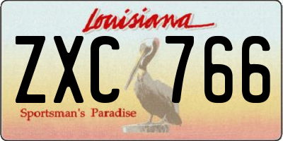 LA license plate ZXC766