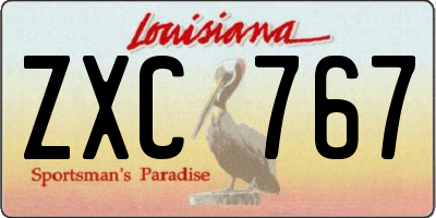 LA license plate ZXC767