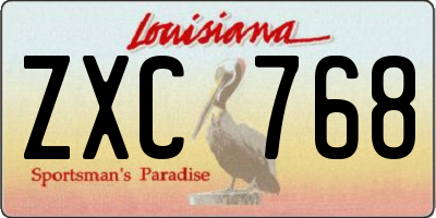 LA license plate ZXC768