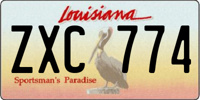 LA license plate ZXC774