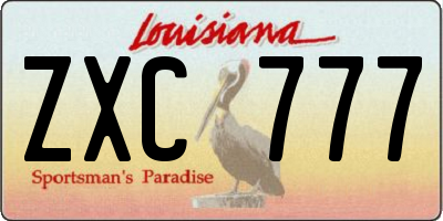 LA license plate ZXC777