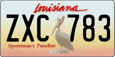 LA license plate ZXC783